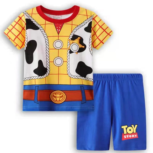 Summer Children Pajamas Set Short Sleeve T Shirt Short Toy Story Pyjamas Kids Boy Girls Pijamas Cartoon Buzz Lightyear Sleepwear