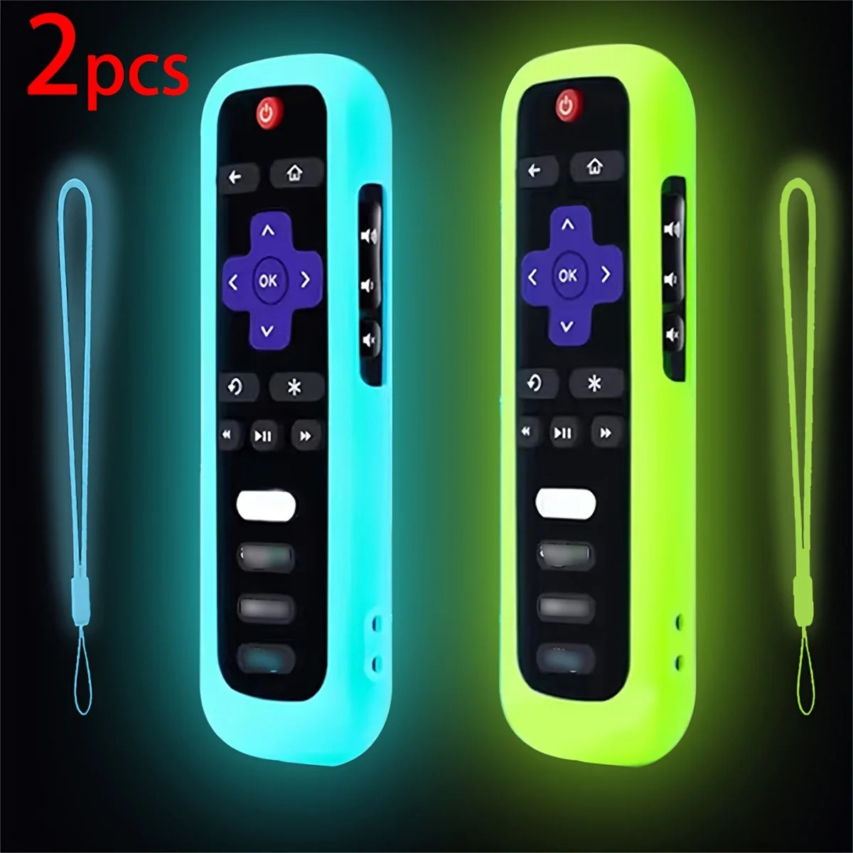 1/2/3 piece set of luminous silicone remote control with rope suitable for TCL Hisense Roku TV remote control