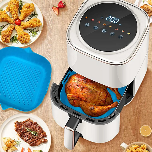 ABUN-4Pcs Large Air Fryer Silicone Liner Pot Reusable Air Fryer Basket Heat Resistant Non-Stick Air Fryer Liners Mats Bowl