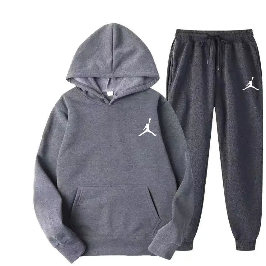 Fashion casual spring and autumn men's and women's hoodie + pants two-piece set a new outdoor basketball men's pullover set