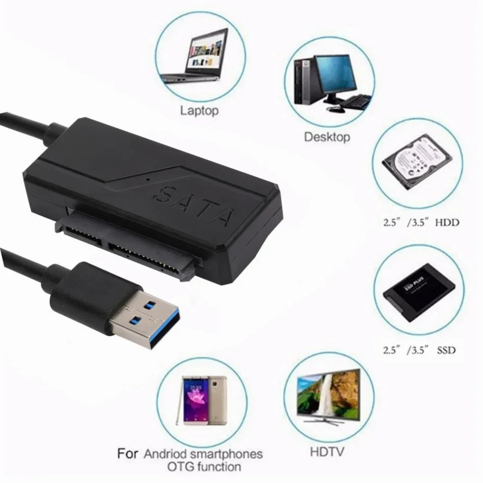 Sata To USB 3.0 Adapter Cable USB To SATA 3 Cable Support 22 Pin 2.5 3.5 Inche External HDD SSD Hard Disk Computer Connector Fit