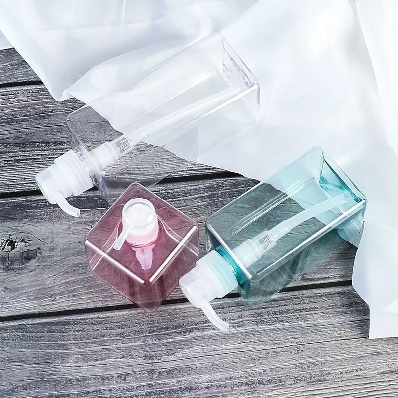 100-650ml Square Bathroom Soap Dispensers Refillable Shampoo Shower Gel Holder Portable Travel Dispenser Empty Bath Pump Bottle
