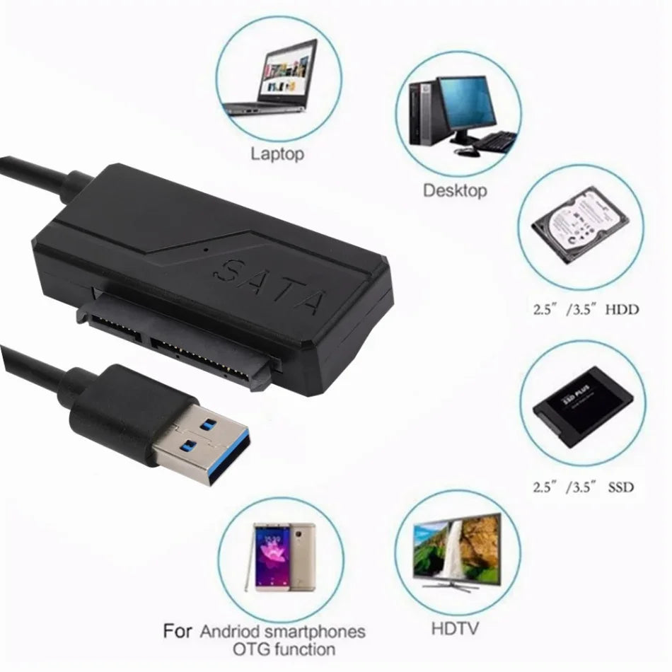 Sata To USB 3.0 Adapter Cable USB To SATA 3 Cable Support 22 Pin 2.5 3.5 Inche External HDD SSD Hard Disk Computer Connector Fit
