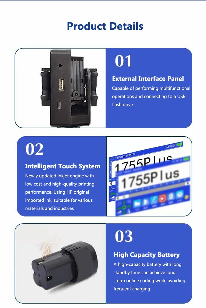 12.7mm Portable Printer Production Date Batch Number Shelf Life Inkjet Printing QR Code Pattern Mini Handheld Inkjet Printer