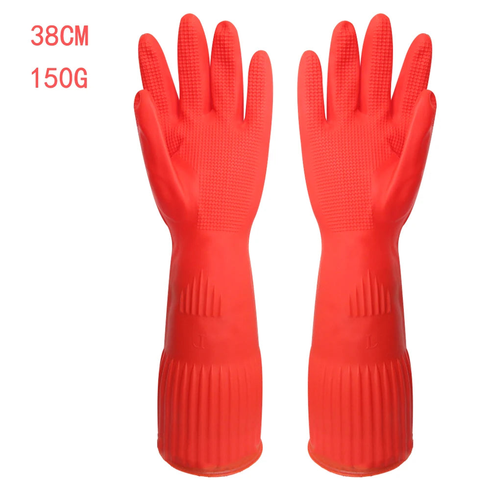 1Pair Lengthen Dishwashing Cleaning Silicone Gloves Rubber Dish Washing Glove Scrubber  for Household Kitchen Clean Tool