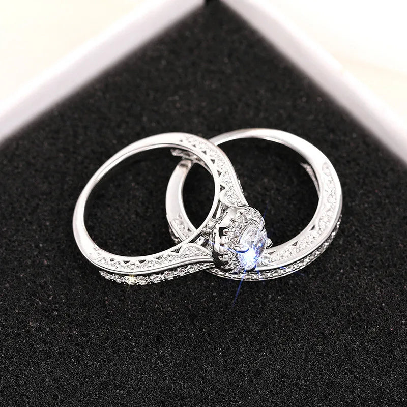 925 Sterling Silver Rings for Women Crystal Cubic Zirconia Romantic Wedding Band Accessories Luxury Jewelry