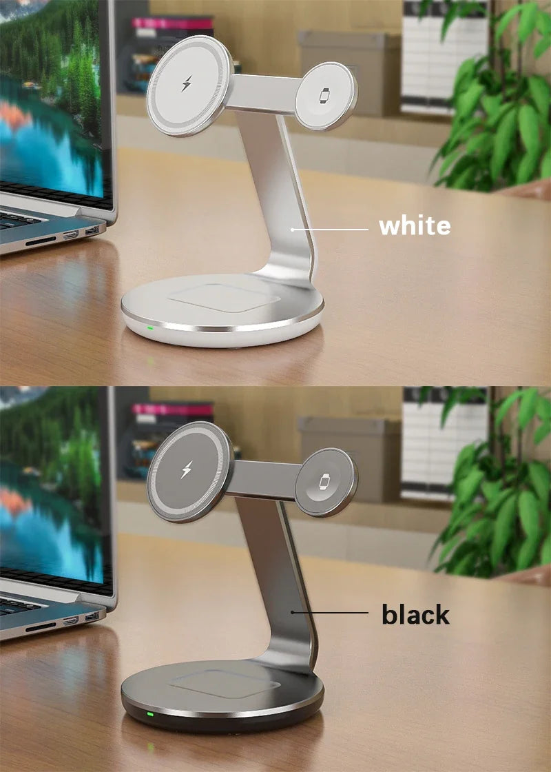 30W 3-in-1 Magnetic Wireless Charger Stand – Fast Charging Station for MagSafe iPhone 16/15/14/13 Pro Max, Apple Watch 8/7 & AirPods Pro