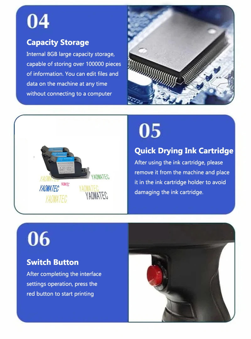 12.7mm Portable Printer Production Date Batch Number Shelf Life Inkjet Printing QR Code Pattern Mini Handheld Inkjet Printer