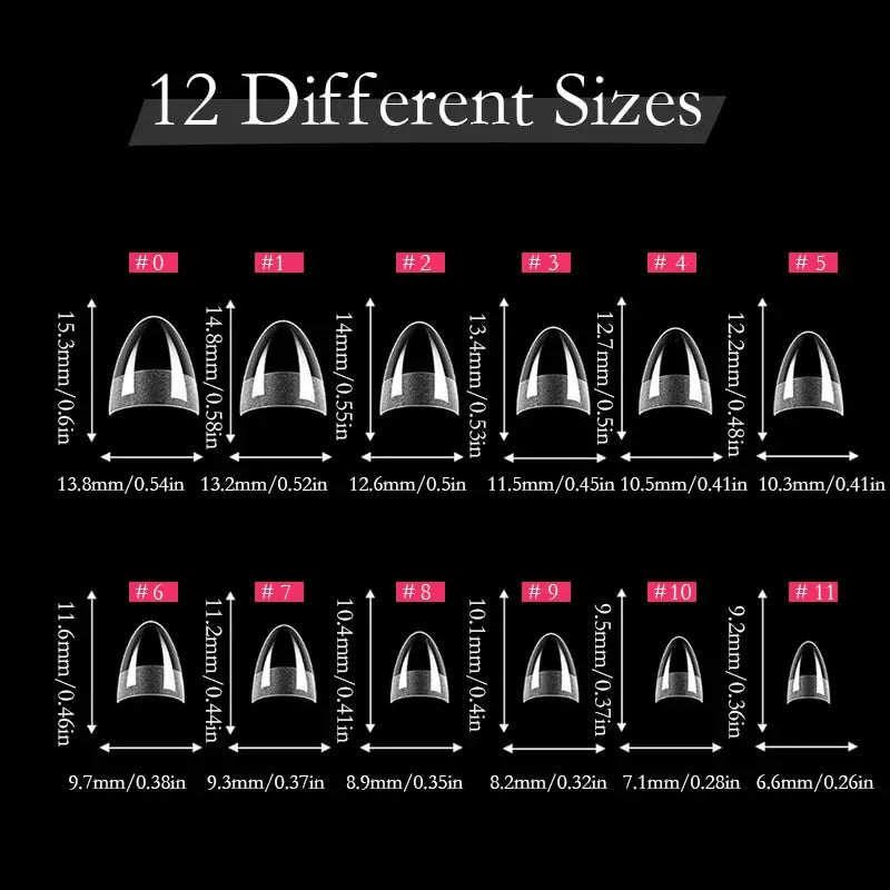 Almond Nail Tips 240 Pieces XS Short