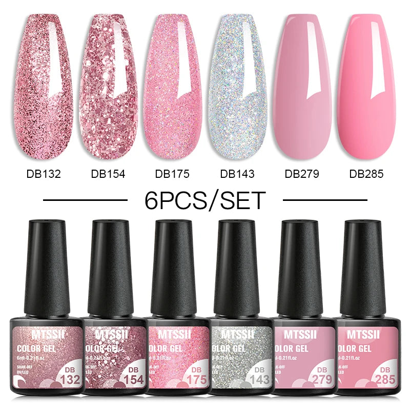 Color-gel-nail-polish- 6/8Pcs Set Semi LED Gel Manicure Kit