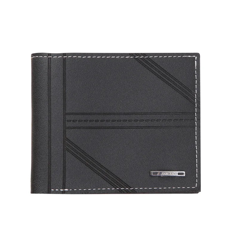 Men’s Short Wallet Youth Fashion Horizontal Soft Leather Business Wallet Credit ID Card Holder
