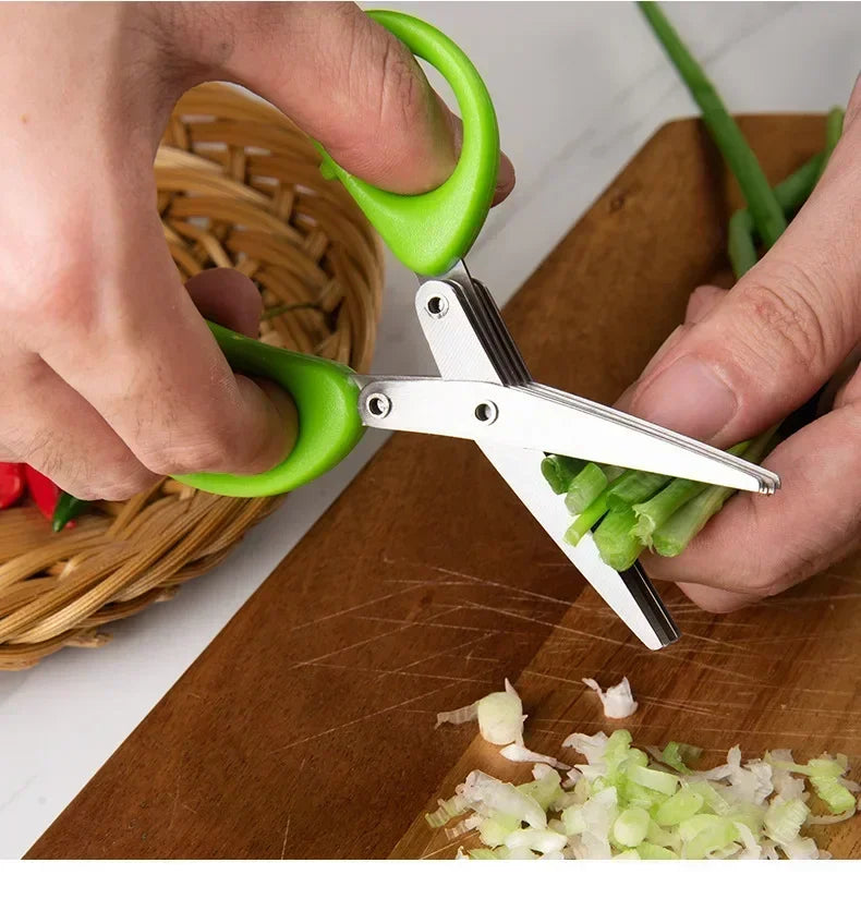 3-5 Layer Multi-Functional Stainless Steel Kitchen Scissors – Ergonomic Handle, Durable Multi-Use for Pepper, Scallion,and Laver