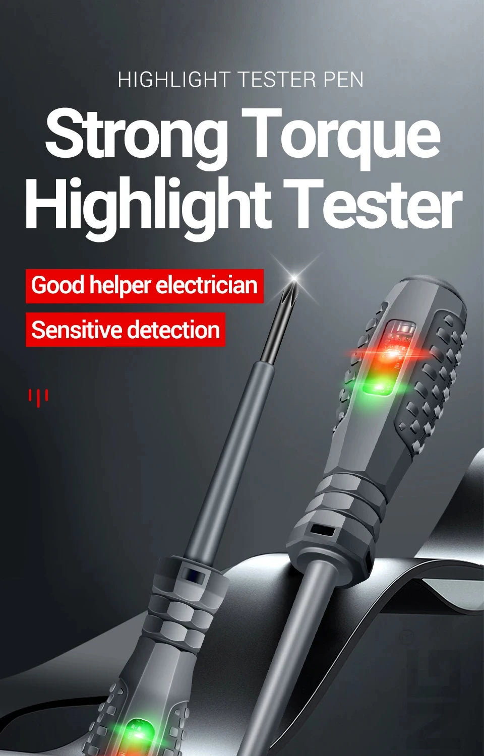Multifunctional Electrician Test Screwdriver AC Non-contact Induction Test Pen Voltage Tester 70-600V Red Green Induction Lights