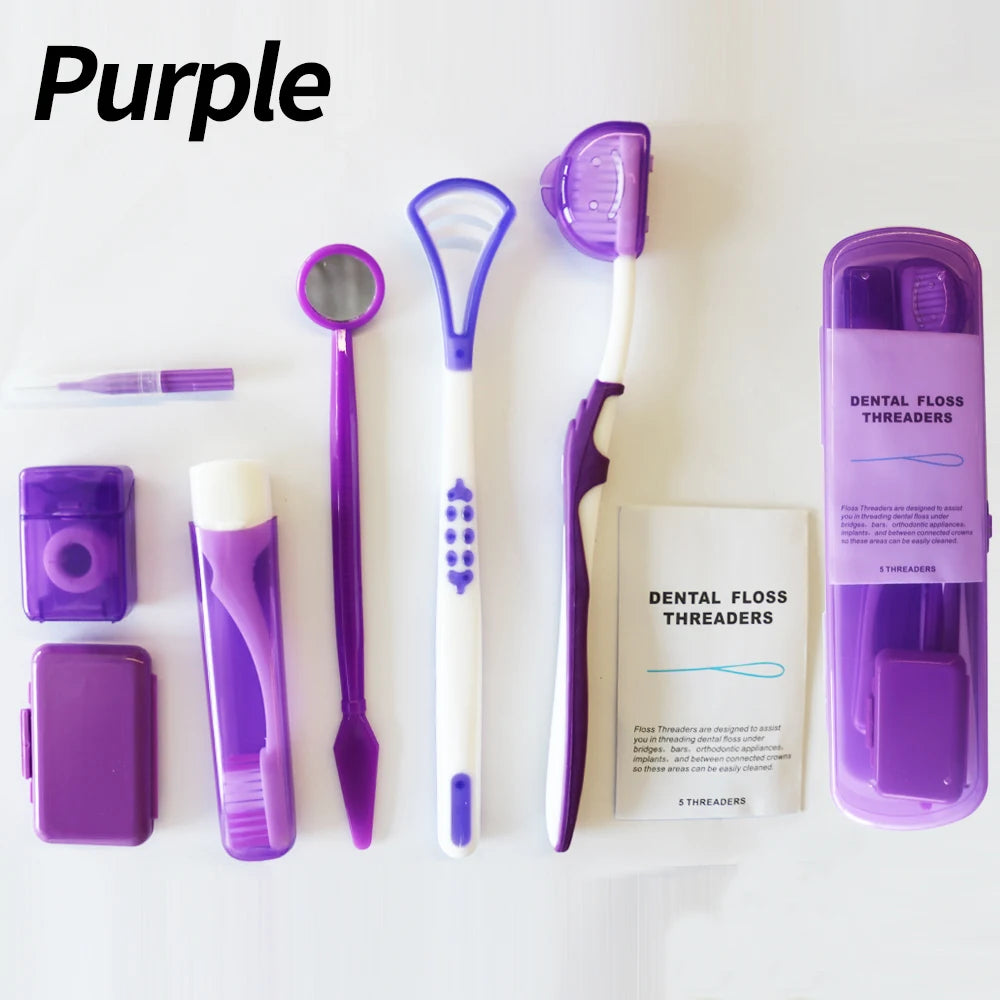 1box 8Pcs Orthodontic Oral Care Cleaning Braces Dental Teeth Kits Toothbrush Foldable Dental Mirror Interdental Brush Cleaning S