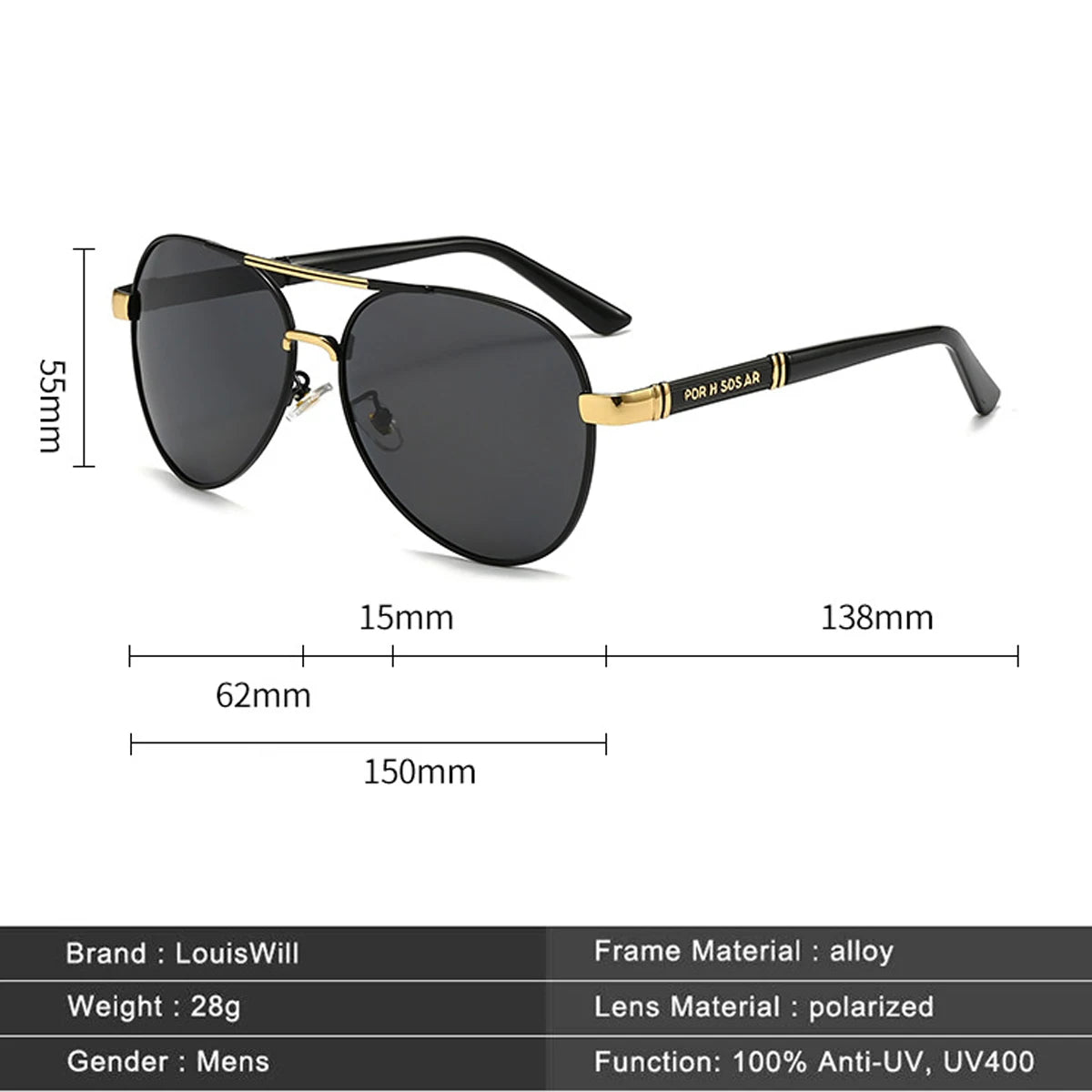 Shades Oversized Sunglasses for Mens, Outdoor Sun Glasses 100% UV Protection , Lightweight Eyewear