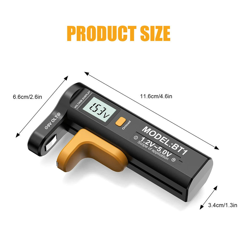 Battery Power Tester BT-1 Battery Tester Dry Battery AAA/AA/C/D/N/9V/1.5V Button Cell Battery Tester Digital Voltage Tester