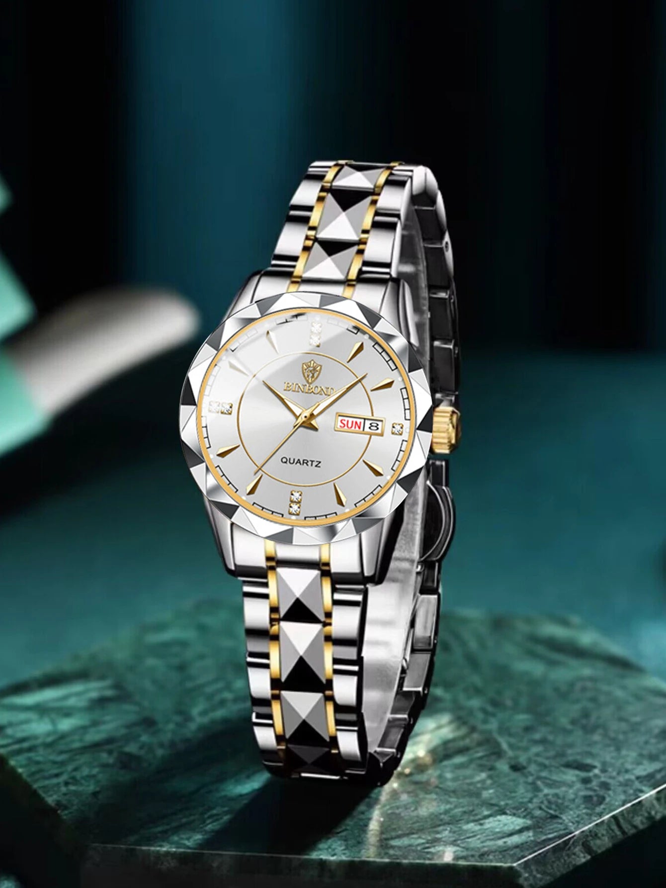 BINBONG Women Luxury Fashion Watches, Waterproof Luminous Date Stainless Wristwatch